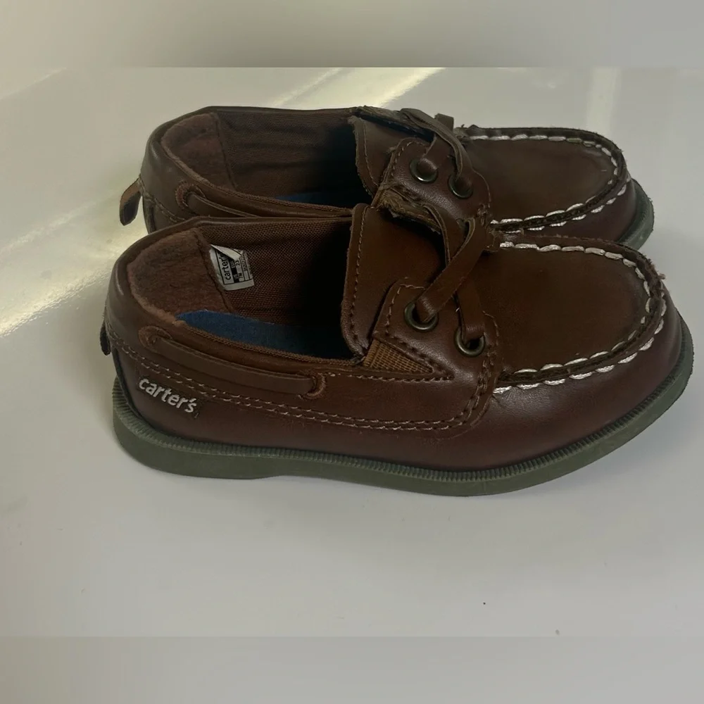 Carter's Brown Leather Boat-Style Kids Shoes